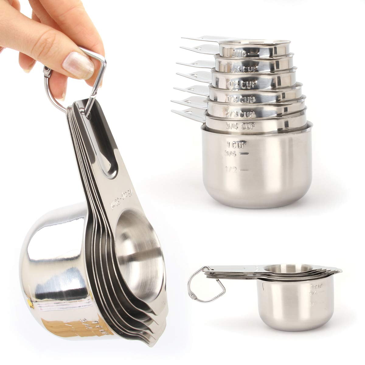 18/8 Stainless Steel Measuring Cup with Handle and Pour Lip, Metal