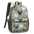 thumbnail image 2 of Hen and Floral Teal Pattern 17" School Backpacks for Teens,Waterproof Oxford Fabric,S-Shape Padded Straps for School,Travel,Hiking,Camping, 2 of 6