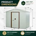 thumbnail image 7 of CarButler 6x5ft Metal Outdoor Storage Shed with Lockable Sliding Doors for Garden Backyard Patio Lawn White, 7 of 7