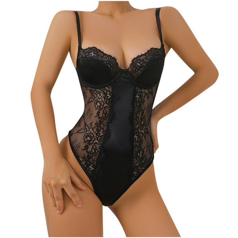 PLUS SIZE PAGE UNDERWIRE ALL OVER LACE TEDDY 