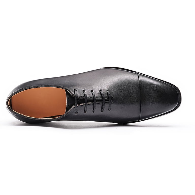 Santimon Black Grey Dress Shoes for Men Cap Toe Lace up Oxford Shoes  Classic Modern Formal Shoes for Wedding Party US 8.5