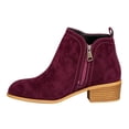 thumbnail image 6 of FRSASU Women's Ankle Boots Side Zipper Low Block Heel Short Booties Classic Round Toe Casual Boots for Daily Walking Wine, 6 of 9
