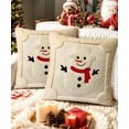 thumbnail image 6 of Christmas Pillow Covers 18x18 Set of 2 Decorative Soft Plush Faux Rabbit Fur Christmas Snowman Pillow Covers Beige 3D Embroidered Couch Cover Sofa Bedroom Living Room Holiday Winter Home Decor, 6 of 15