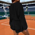 thumbnail image 7 of Women's Tie Front Romper Dress Long Sleeve V-Neck Ruffle Hem Casual Summer Short Jumpsuit for Beach, 7 of 7