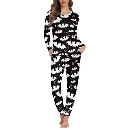 

STUOARTE Night Wear for Women Sleepwear Pajamas Top and Pants Skin Friendly 2 Piece Sleepshirts Long Sleeve Thermal Multi-Saeson Comfy Scoop Neck Nightwear Size XL