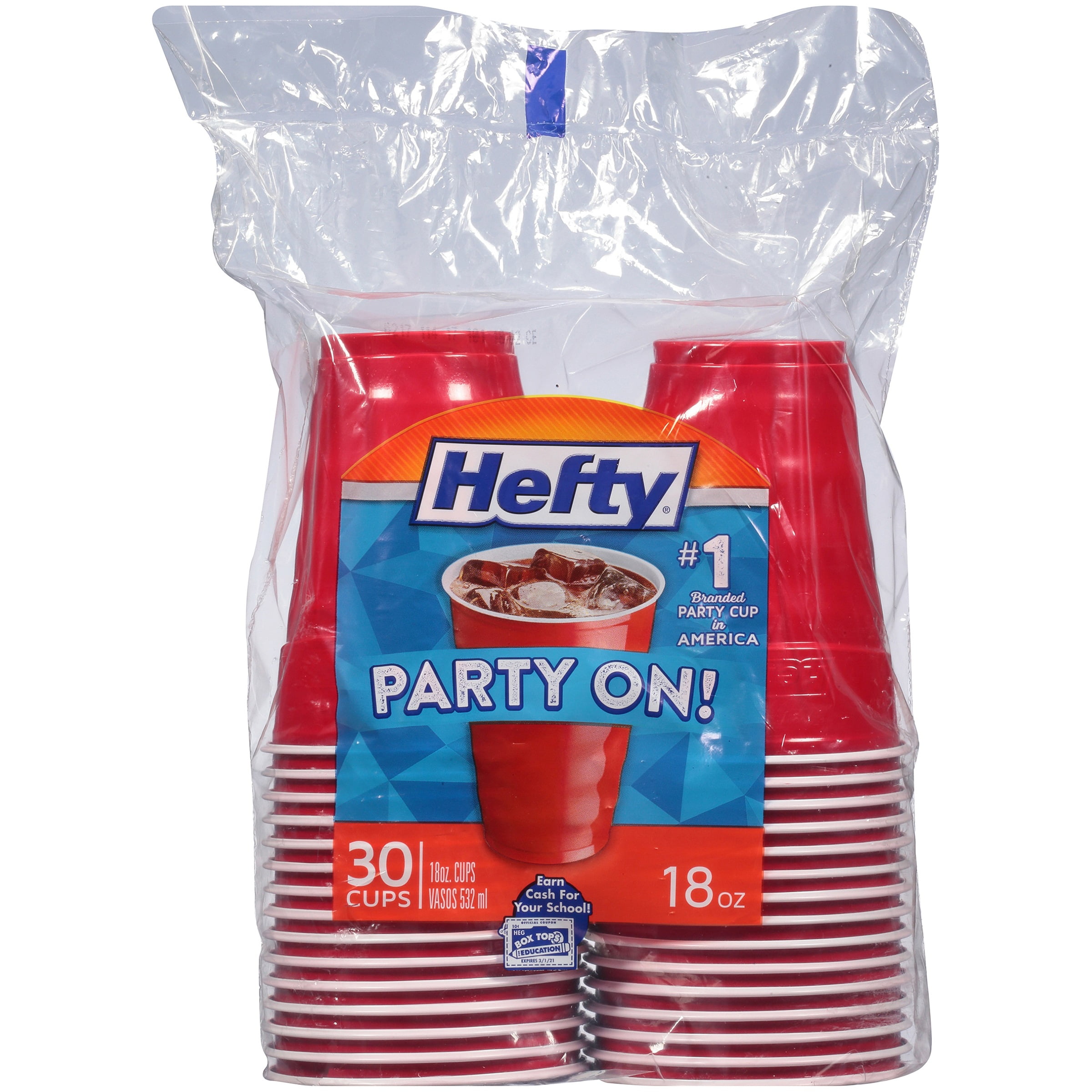 Hefty Party On Disposable Plastic Cups, Red, 18 Ounce, 50 Count 