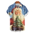thumbnail image 3 of Mens Christmas Shirt Novelty Santa Claus Printed Blouse Funny Xmas Shirts Funny Christmas Santa Tops Button Down Lapel Short Sleeve Shirt Xmas Hawaiian Shirts Casual Loose Pullover, 3 of 4