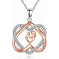 thumbnail image 6 of THOYAS Sterling Silver Women's Heart Necklace Mother MOM Moissanite Pendant Necklace 18k Rose Plated Pendant Necklace for Grandma Vintage Jewelry Birthday Thanksgiving Christmas Gift, 6 of 6