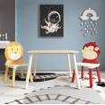 thumbnail image 2 of Best Kids Table and 2 Chairs Set, 3 Pieces Toddler Table and Chair Set, Wooden Activity Play Table Set (Lion&Monkey), 2 of 9