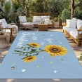 thumbnail image 2 of Light Blue Sunshine Sunflower Outdoor Rug for Patio/Deck/Porch, Non-Slip Large Area Rug 3 x 5 Ft, Pastoral Bees Farmhouse Floral Indoor Outdoor Rugs Washable Area Rugs, Camping Rug Carpet Runner, 2 of 8