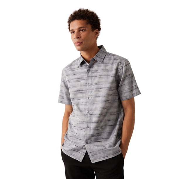 Burton - Camisa de Apariencia de Lino de Manga Corta para Hombre (Neutro)