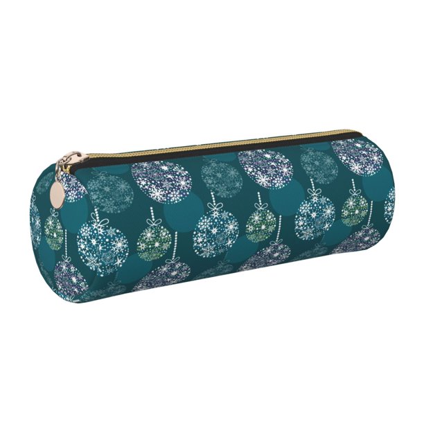 Disketp whiter Snowflake balloons Estuche Organizador de Lápices de Cuero, Estuche de Oficina con Cremallera para Bolígrafo y Lápiz
