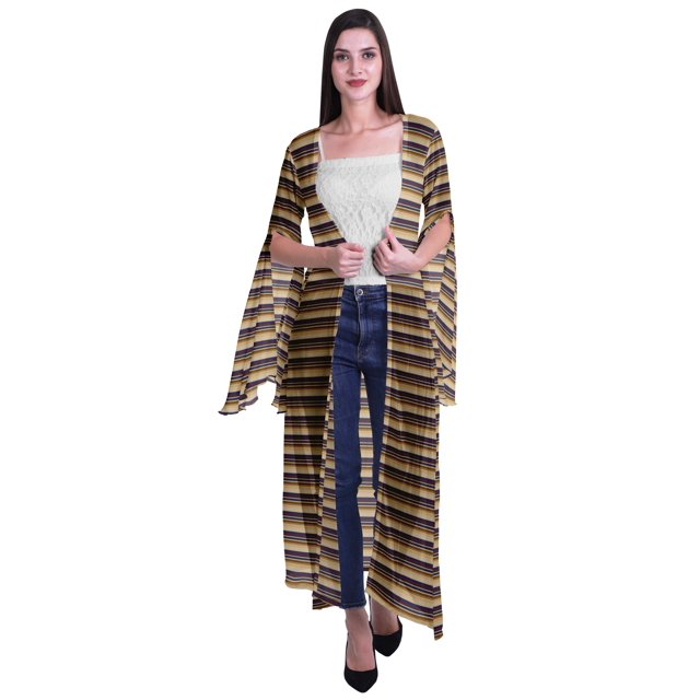 Moomaya Viscose Georgette Printed Long Shrug Slit Sleeves Cardigans For Women