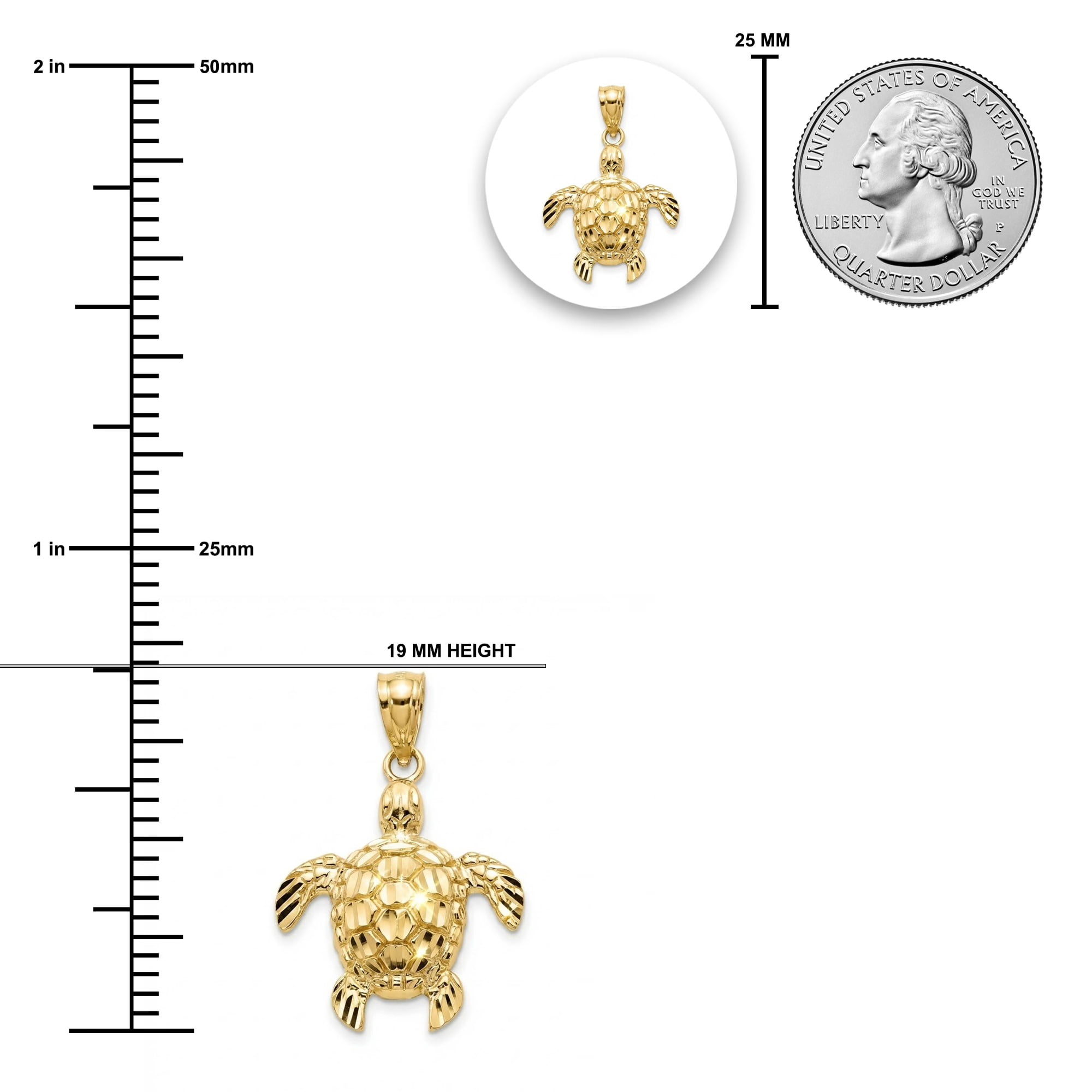 Charm America - Gold Mini Turtle Charm - 10 Karat Solid Gold - Great Gift For Animal Lovers, Turtle Lovers, Birthdays and More!
