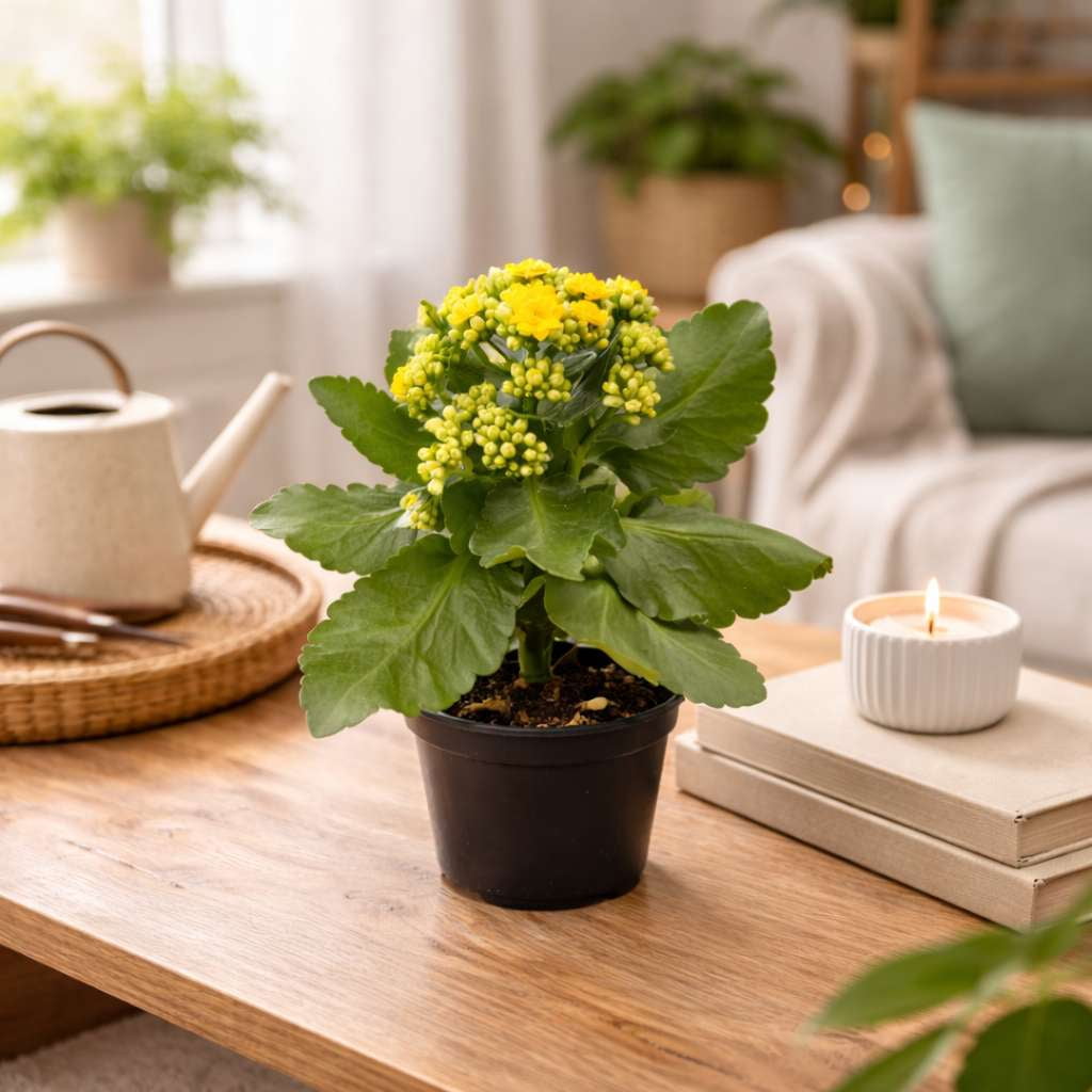 Kalanchoe Yellow Live Plant for Indoor | Different Houseplants in 4'' & 6'' Pot | Real House Plant for Living Room, Office, Desk & Bathroom | Flaming Katy | Kalanchoe blossfeldiana