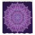 thumbnail image 3 of Purple Mandala Shower Curtain, Hand-Drawn Doodle Lace Mandala with Floral Motifs, Fabric Bathroom Set with Hooks, 69W X 75L Inches Long, Pale Mauve Dark Purple and Purple, by Ambesonne, 3 of 3