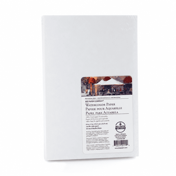 Bee Paper Company 100% Cotton Watercolor Paper - 6" x 9", 25 Sheets