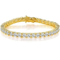 GEMSME 18K Yellow Gold Plated 5MM Cubic Zirconia Classic Graduation Tennis Bracelet for Women Men Girls 6 inch