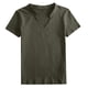 thumbnail image 4 of Gibobby Camisas mexicanas con cuello en V para mujer Botón de las mujeres Camisas diarias casuales Cuello en V Camiseta de manga corta Camiseta Tops Túnica Blusa delgad(Verdemilitary,CH), 4 of 5