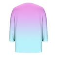 thumbnail image 5 of EchfiProm Womens 3/4 Sleeve Tops Plus Size Shirts Crew Neck Tunic Blouse Watermelon Red Gradient for Women Pleated, 5 of 5