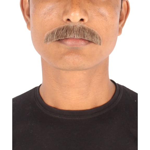 HPO | Adult Men's Human Hair Mustache | Facial Hairstyles Grey Color |