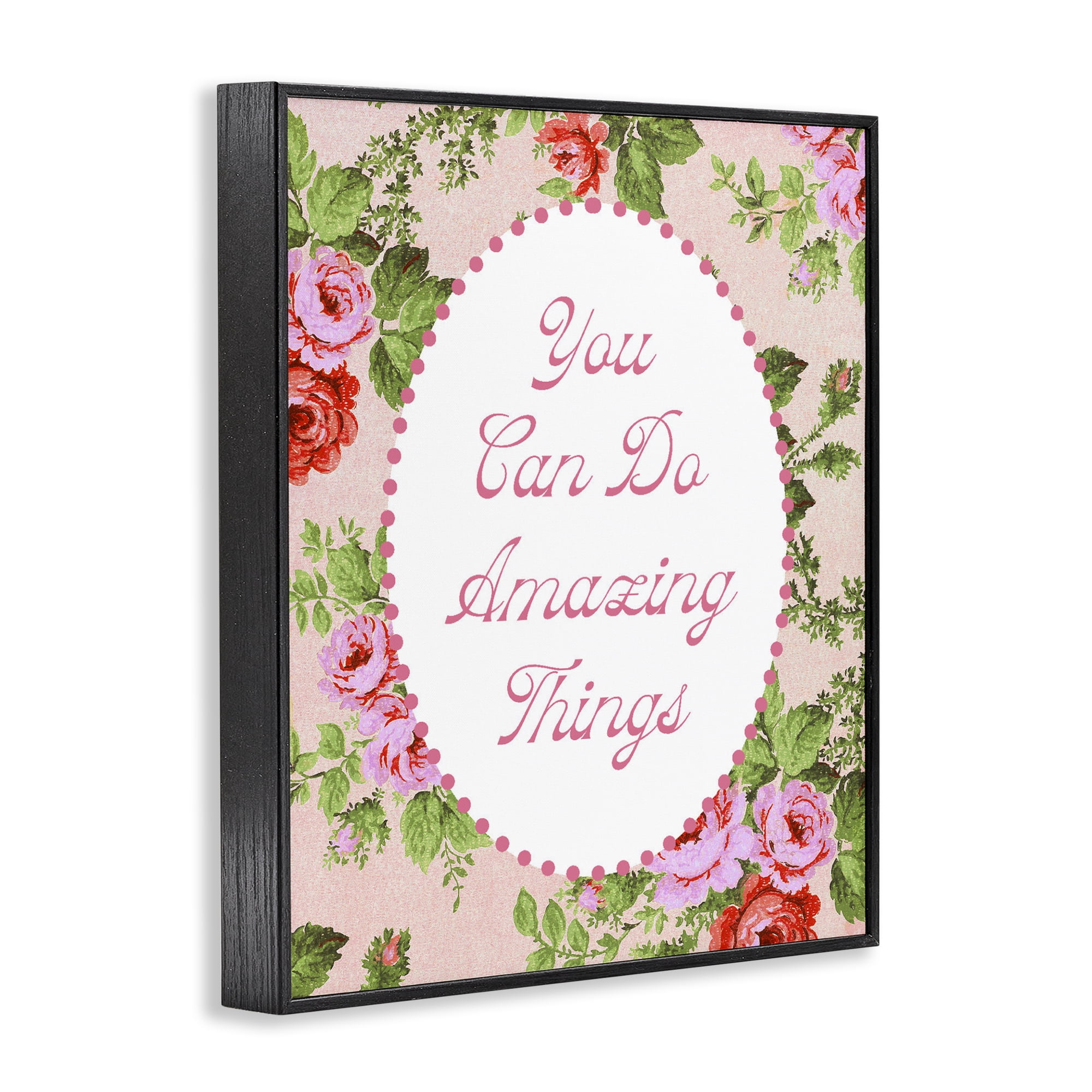 Stupell Industries You Can Do Amazing Things with Vintage Florals Black Framed Giclee Art, design by Lil' Rue
