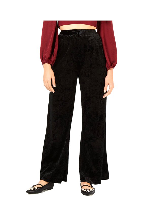 | Velvet Wide-Leg Pants | Black | Size XS
