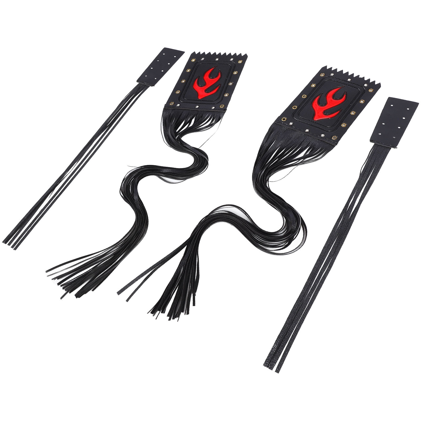 LOLIPPYY Set of 2 Black Artificial Hand Grip Tassels for Motorcycle Accessories 23.6x4.3x0.2 inches