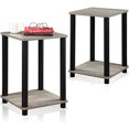 thumbnail image 6 of Furinno Turn-N-Tube Toolless Assembly Side Table Set of 2, Stackable 2-Tier Grey End Table with Open Shelf, Night Stand, Bedside Table, for Living Room, Bedroom, Grey Oak, 6 of 7