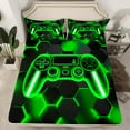 thumbnail image 2 of Erosebridal Gamer Gamepad Bed Sheets Set King Size, Geometry Stripe Bedding King Size, Game Lover Sheet Set King, Microfiber Room Decorative, 4-Piece, 2 of 7