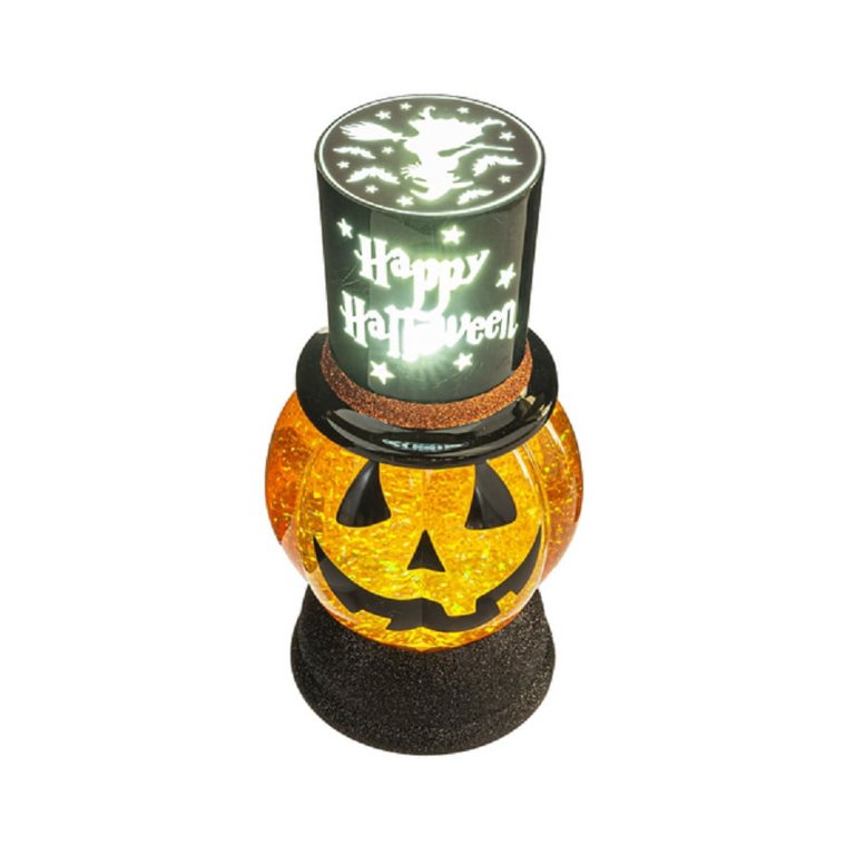 Ganz LED Light Up Shimmer Projection Jack-O-Lantern, Happy