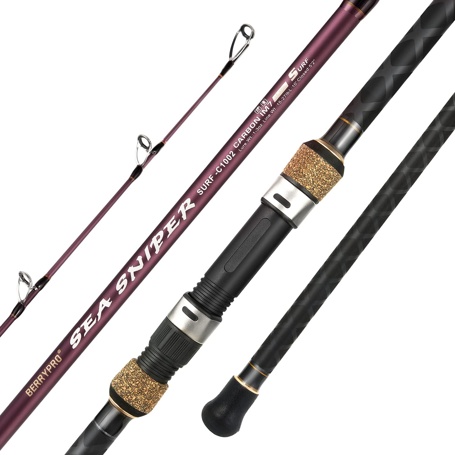 Graphite Spinning Surf Combo 10' 2PC Split Handle/12+1 BB Spin Reel 