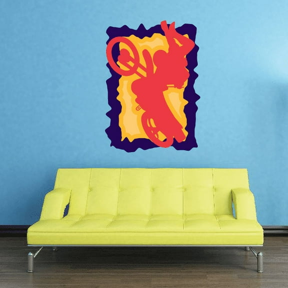 Red and Blue Dirt Bike Sticker - 36 Inches