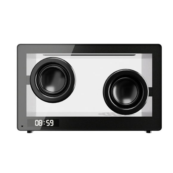 Reloj con Altavoz Bluetooth Retro Portátil, Barra de Sonido Transparente Inalámbrica de Alta Fidelidad con Luz RGB, Reproductor de Música de Audio con Tarjeta TF B G
