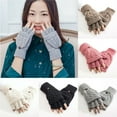 thumbnail image 7 of Women's Warm Knitted Fingerless Gloves Convertible Mittens Artificial Wool, 7 of 7