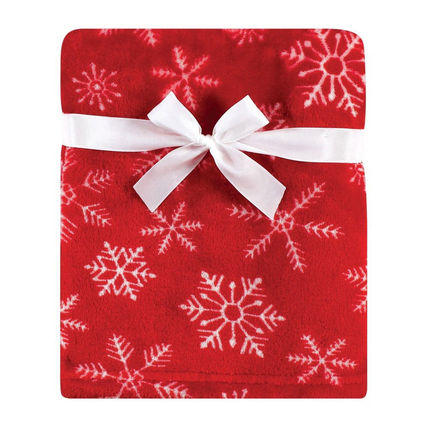Hudson Baby Unisex Baby Plush Blanket with Security Blanket, Santa Snowflake, One Size