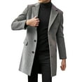 thumbnail image 2 of HAXMNOU Men's Classic Notched Collar Single Wool Blend Pea Coat Grey XXXL（Please Buy One Size Larger）, 2 of 9