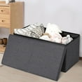 thumbnail image 4 of Costway 30'' Folding Storage Ottoman W/Lift Top Bed End Bench 80L Storage Space Dark Grey, 4 of 11