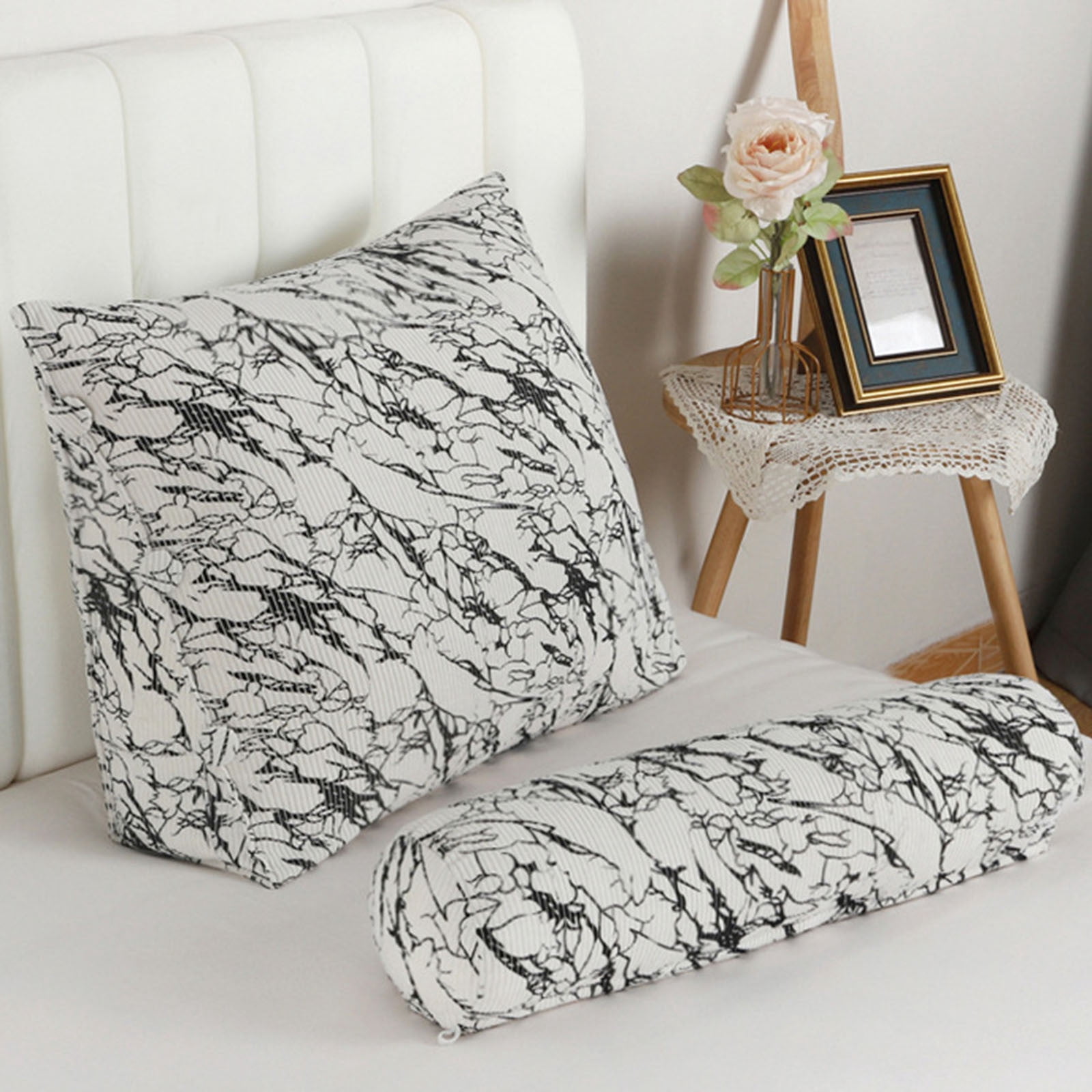 Björn&Schiller Coussin de Dossier, Coussin de Lecture pour lit et canapé, Coussin Triangulaire, Coussin Lombaire pour Le lit, Gros Coussin de tête de lit, avec Housse Lavable (Gris Clair, 200 cm