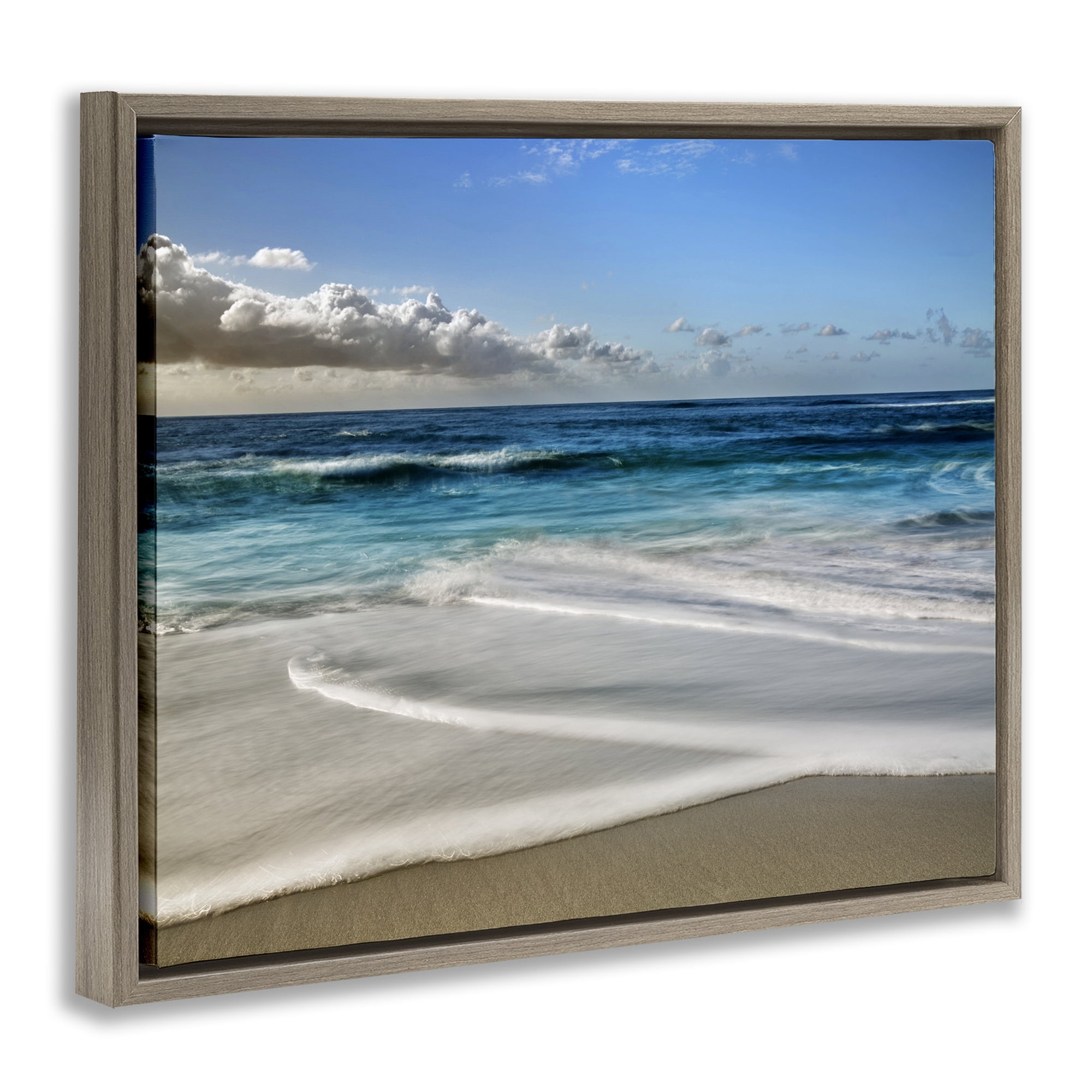 Stupell Industries Morning Foam on Shore Brown Framed Floater Canvas Wall Art, design by Superstock