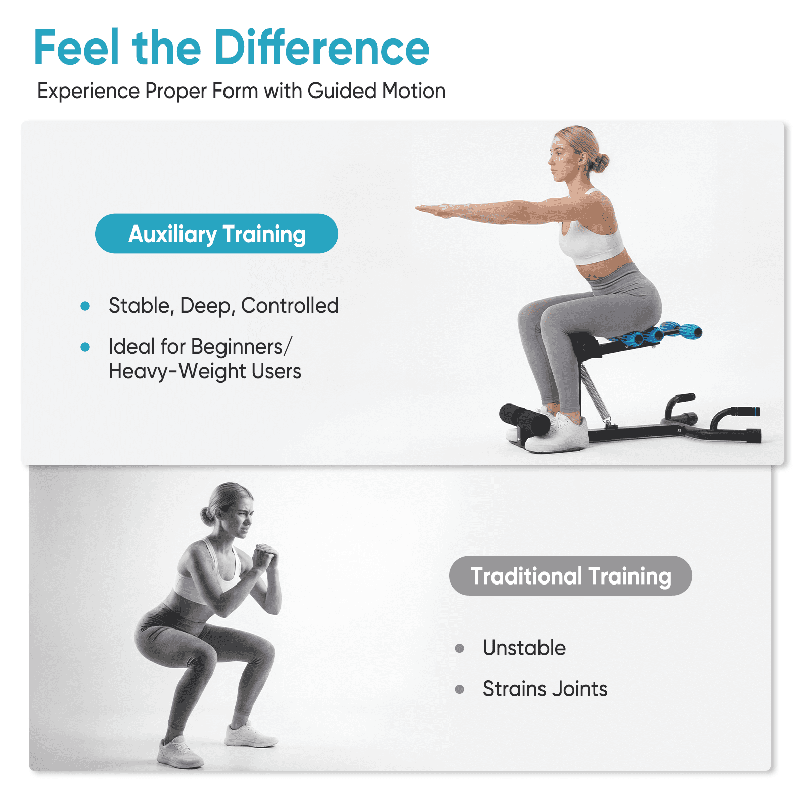 EDX Deep Squat Machine for Women, Adjustable Glutes Trainer, Core & Leg Workout Equipment with Push Up Board for Home Gym