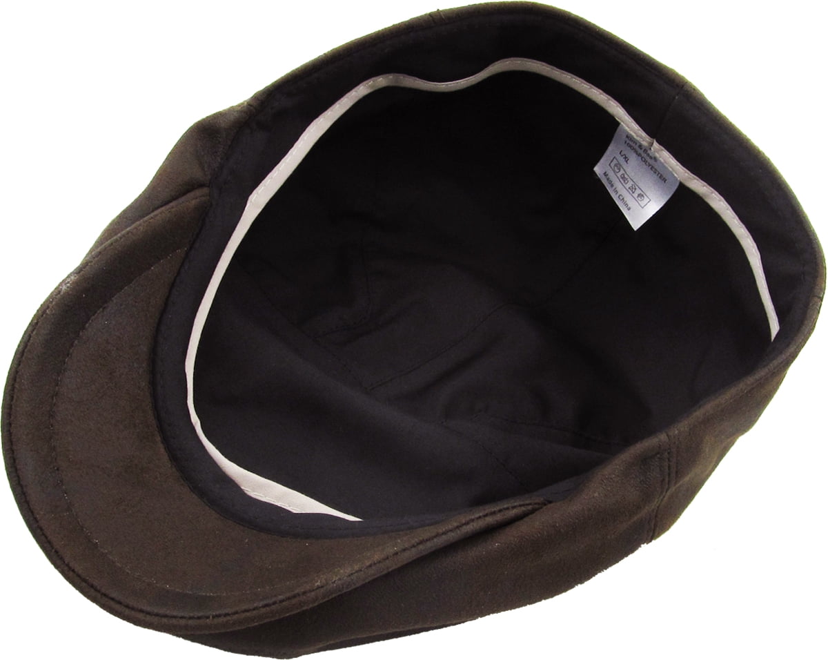 Kbethos Ivy Hat L/XL PU Leather Driving Cabbie Newsboy, Brown