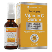 All Natural Advice 20% Vitamin C Serum - 60 ml / 2 oz - Certified Organic Ingredients + 11% Hyaluronic Acid + Vitamin E Moisturizer + Anti-Aging formulation