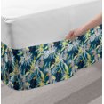thumbnail image 2 of Tropic Bed Skirt, Continuous Summer Leaves and Pineapples, Elastic Bedskirt Dust Ruffle Wrap Around for Bedding Decor, 4 Sizes, Sea Blue Multicolor, by Ambesonne, 2 of 2