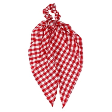 Time and Tru Women's Gingham Hair Tie with Tails, Red