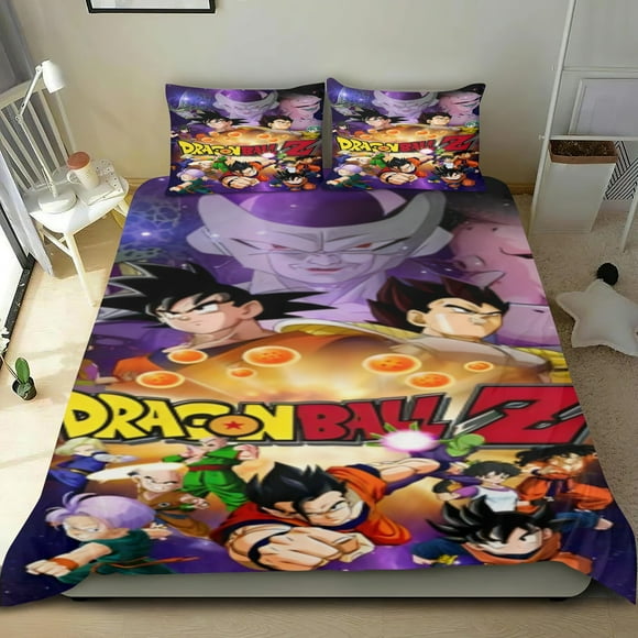 Dragon ball thin bedding set has an iconic print, includes a fitted sheet, duvet cover, and pillowcase,35" x 75"(90*190cm)