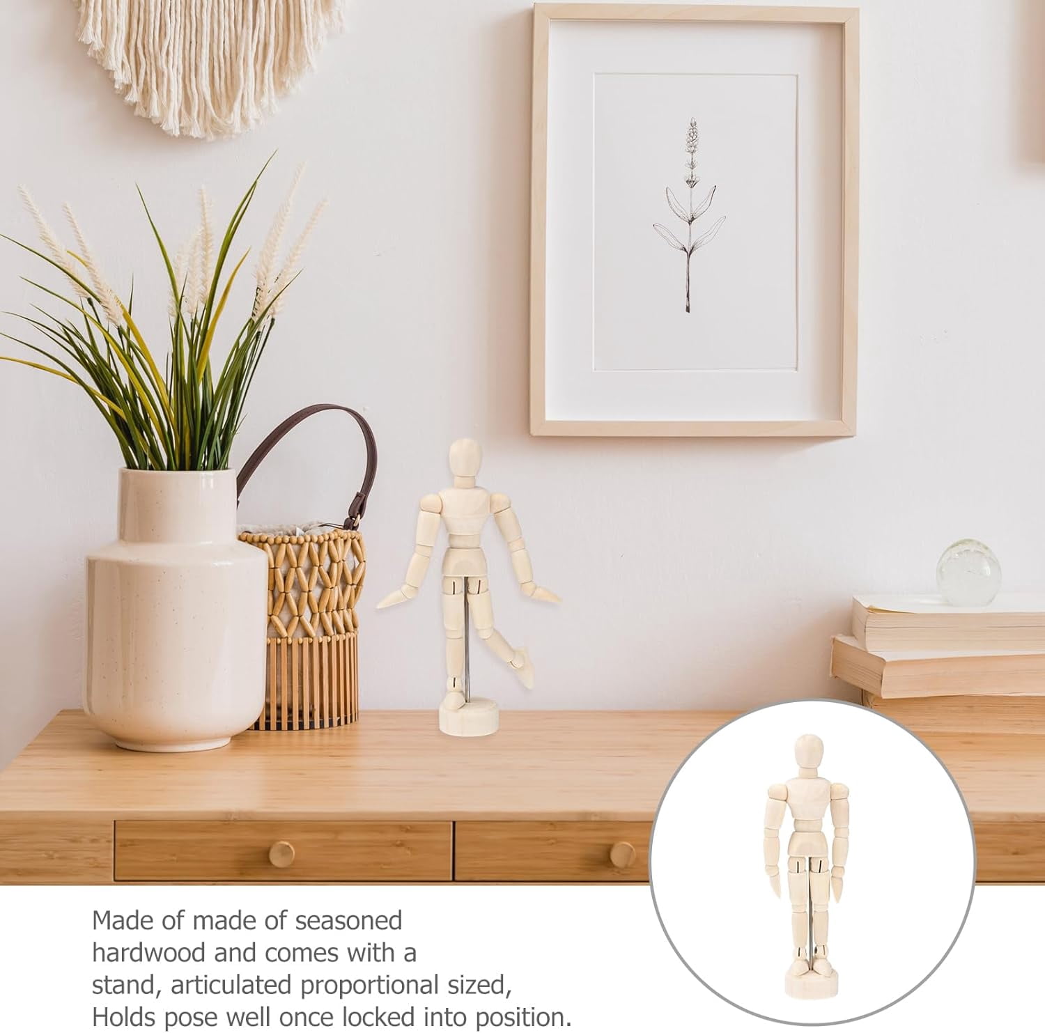 ABCISI 12PCS Artists Wooden Manikin Jointed Mannequin, Drawing Figure Model 4.5 Inches Wooden Mannequin Artist Manikin with Stand for Drawing or Desktop Decor