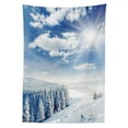 thumbnail image 3 of Ambesonne Winter Tablecloth Rectangular Table Cover, Idyllic Snow Mountain, 60"x84", Pale Blue White, 3 of 4