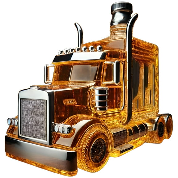 ACDANC Semi Truck Whiskey Bottle, Car-Shaped Whiskey Decanter Bottle, Glass Liquor Bottles in Semi Trucks Shape with Cap, Car Shaped Cool Decanters, Funny Home Bar Decor, Truck Driver Gifts