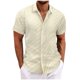 thumbnail image 2 of Blusa y camisa de manga corta con cuello vuelto para hombre, informal, de color liso, a cuadros, con botones, de manga corta, con cuello vuelto, blusas de poliéster para hombre, 2 of 6